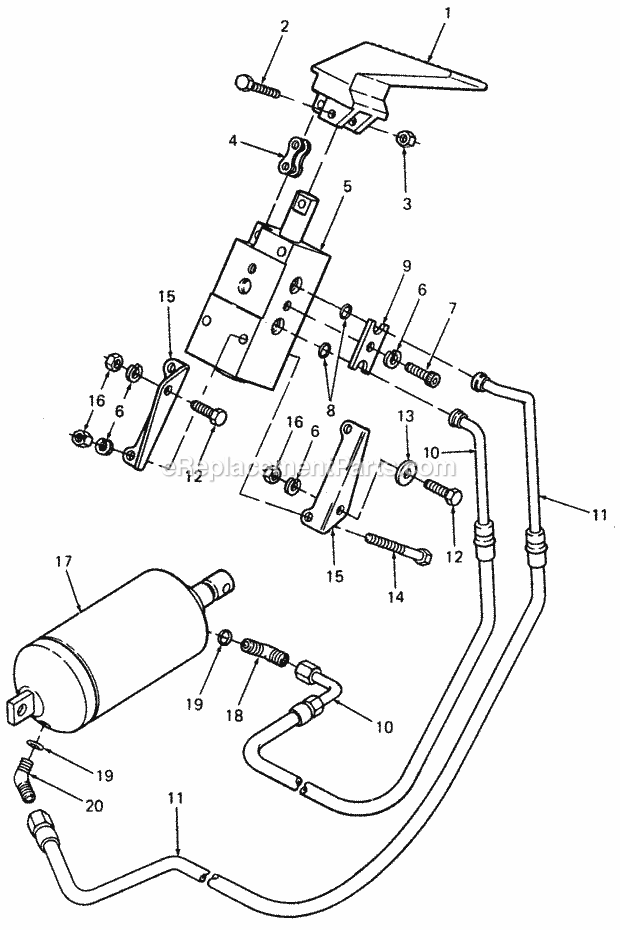 Hydraulic Lift/Controls Diagram and Parts List for 1882 800000-821059, 140-721-100, 141-721-100 Cub Cadet Lawn Tractor